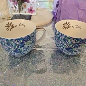 Lilly Pulitzer Blue Floral Mugs